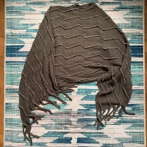 Silver flecked grey fringed poncho